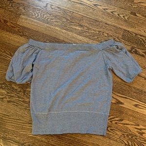 Loft size M striped off the shoulders top